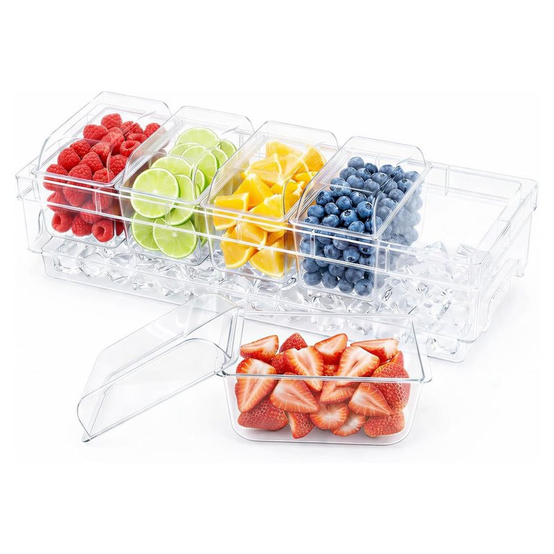 Garnish Tray Set - DTA4-바 용품용, 투명 서빙 플래터, 냉장