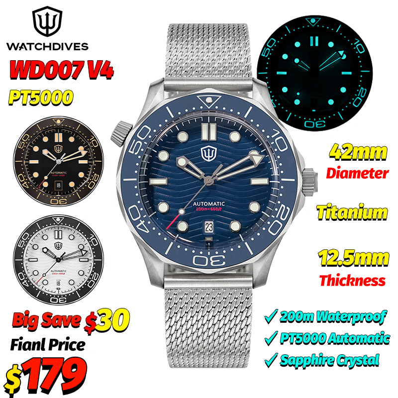 Old Fashioned Glass - Watchdives WD007 V4 자동 다이브 시계