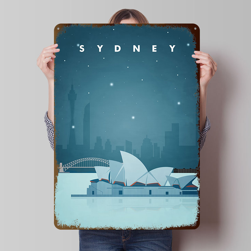Home Bar Sydney - 시드니 여행 포스터 맞춤형 빈티지 금속