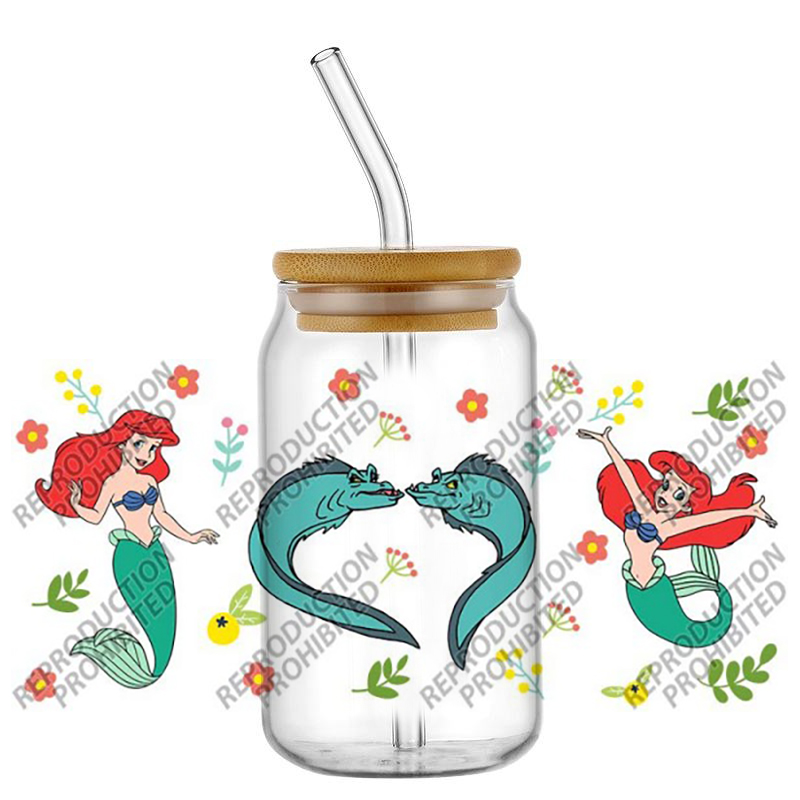 인기 레트로 만화 인어공주 아리엘 유명 16온스 UV  - Old Fashioned Glass 리뷰 및 가격