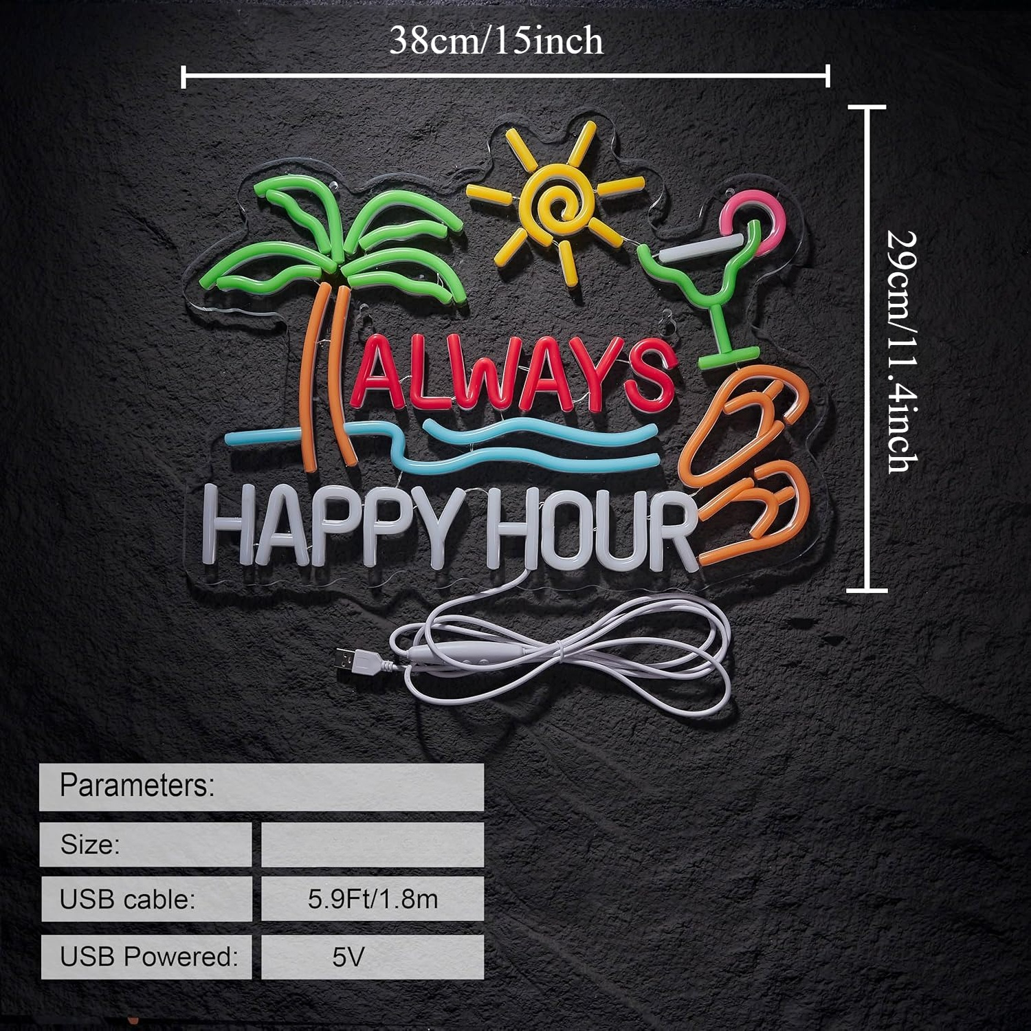 올웨이즈 해피 아워 맥주 바 네온사인 벽 장식용 디머블 - Home Bar Signs 리뷰 및 가격