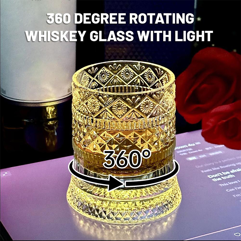 360 °   LED 조명이 있는 회전 위스키 잔, 회 - Old Fashioned Glass 리뷰 및 가격