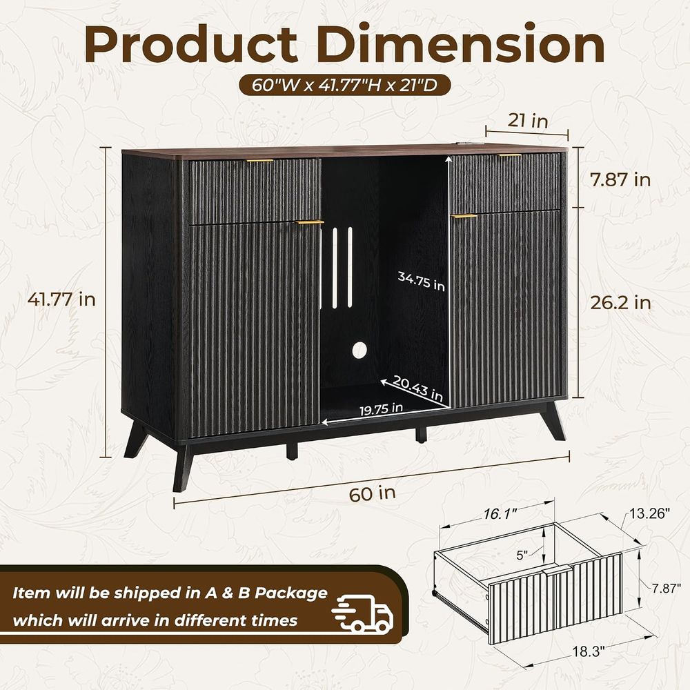 미니 냉장고 공간이 있는 60인치 커피 바 캐비닛, 블 - Home Bar And Fridge 리뷰 및 가격