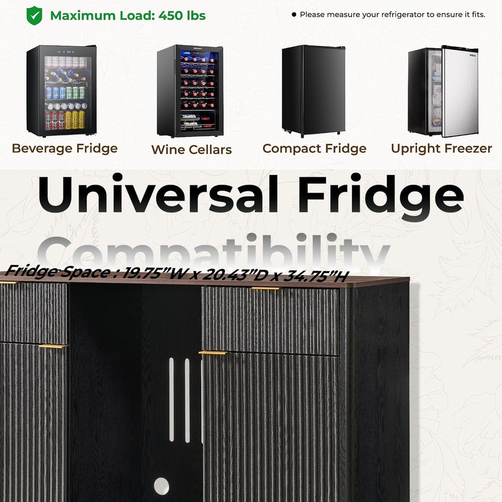 미니 냉장고 공간이 있는 60인치 커피 바 캐비닛, 블 - Home Bar And Fridge 리뷰 및 가격