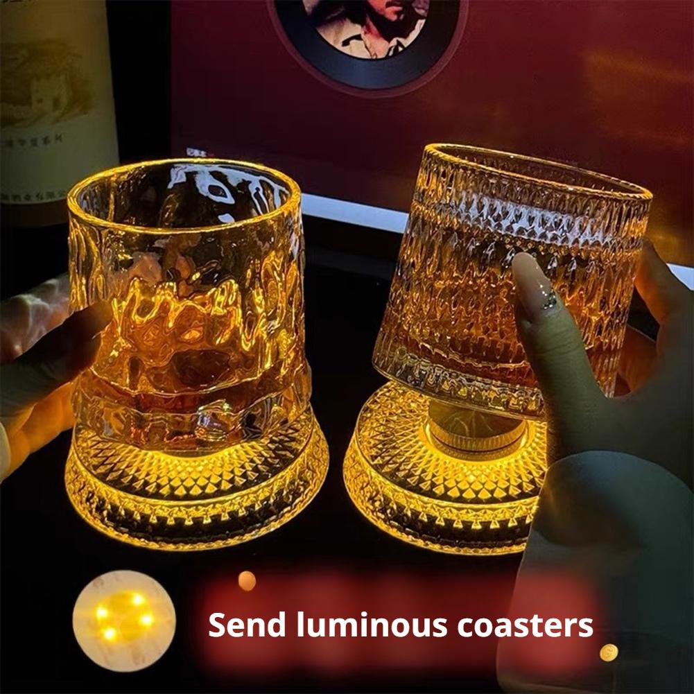 360 °   LED 조명이 있는 회전하는 위스키 잔, - Old Fashioned Glass 리뷰 및 가격