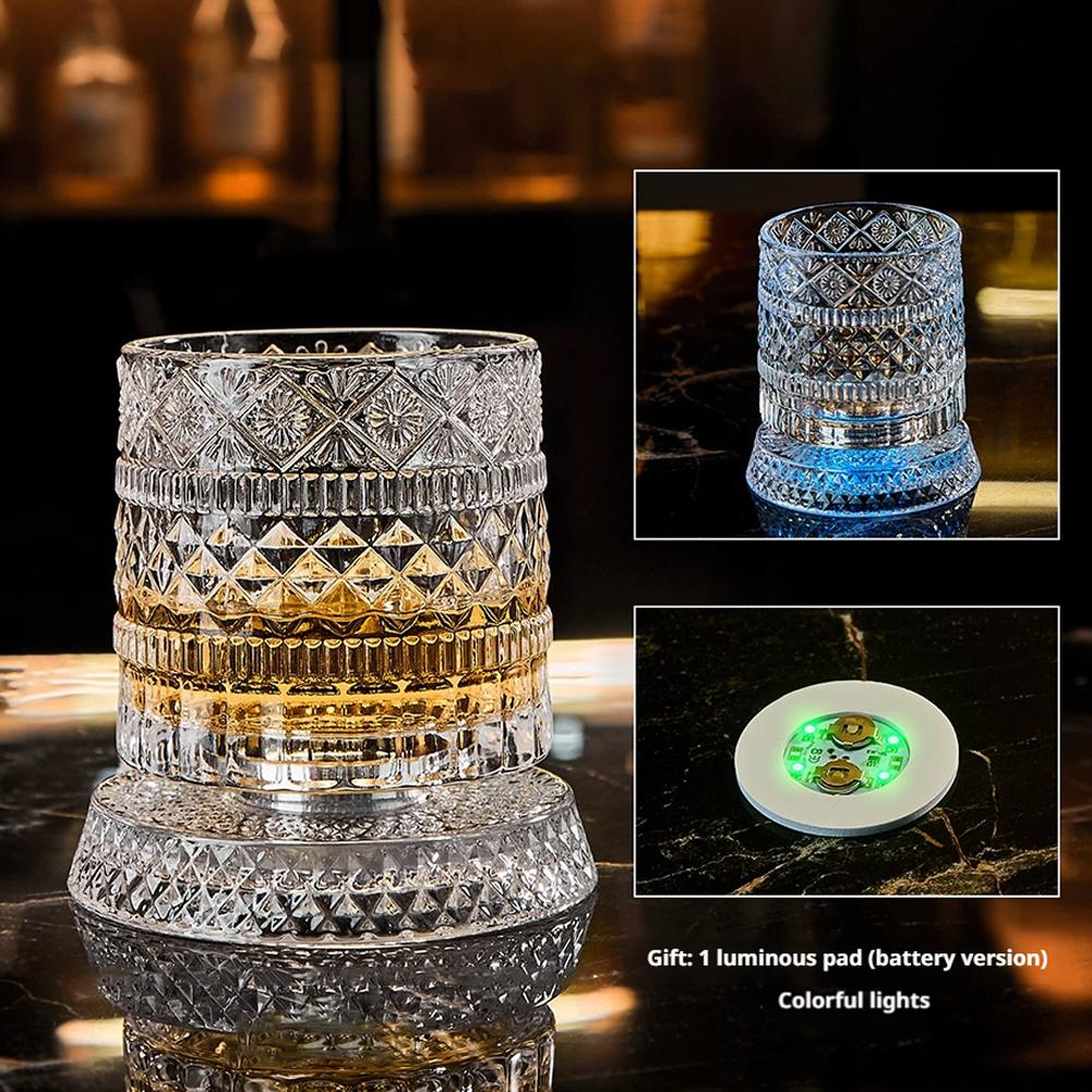 360 °   LED 조명이 있는 회전하는 위스키 잔, - Old Fashioned Glass 리뷰 및 가격
