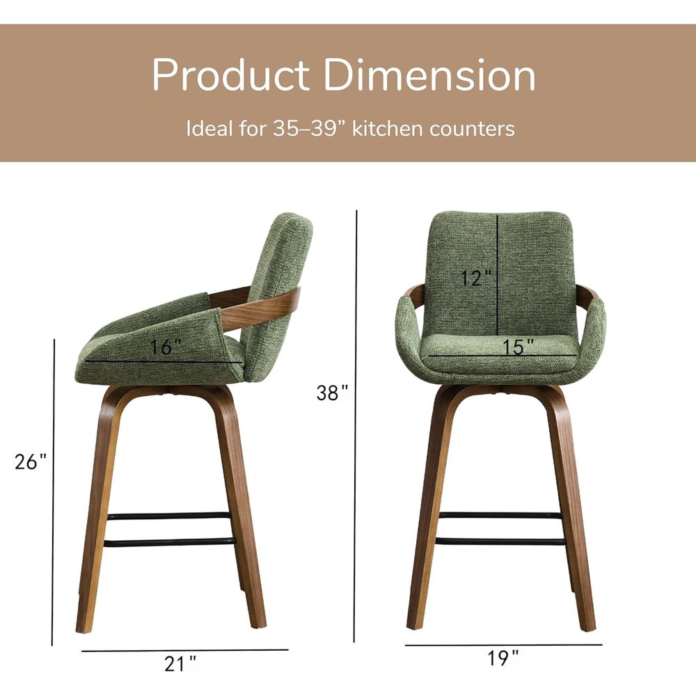린넨 원단과 월넛 벤트우드 등받이가 있는 26인치 회전 - Home Bar Seating 리뷰 및 가격