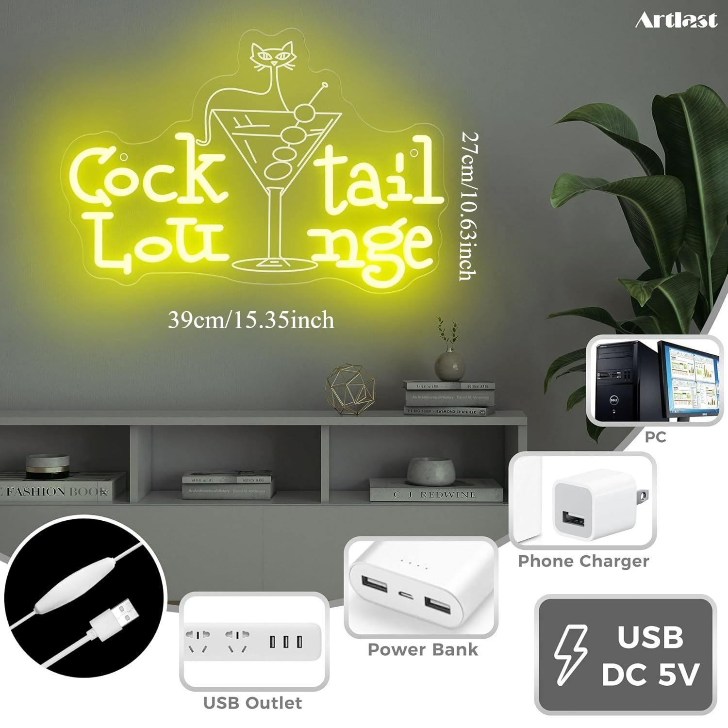 칵테일 라운지 네온사인 디밍 가능 LED 조명 (바,  - Home Bar Signs 리뷰 및 가격